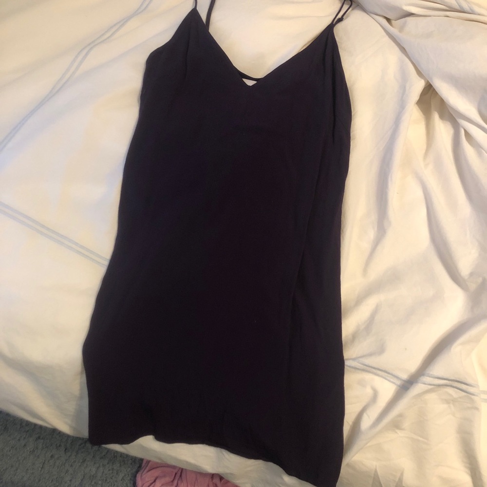 Black dress with velvet zig zag stripes